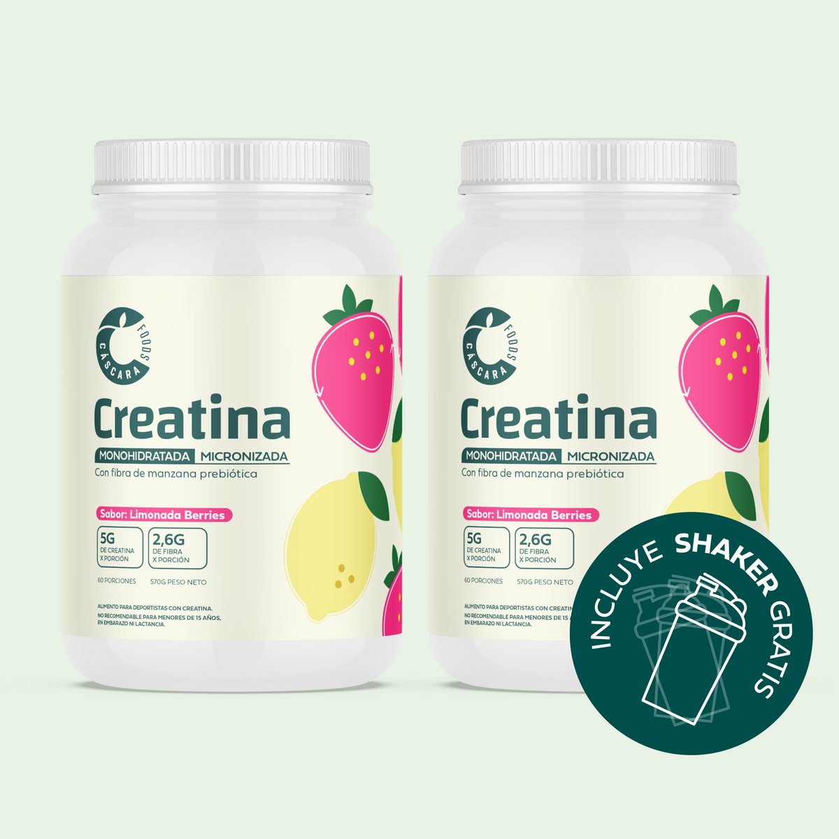 Pack 2x Creatina Monohidratada + Shaker Gratis 🎁