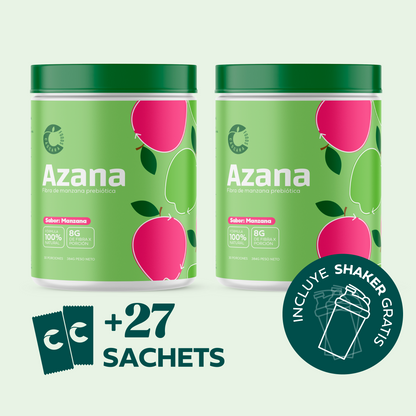 Pack x2 Azana - Fibra de Manzana + Shaker gratis + Caja de sachets