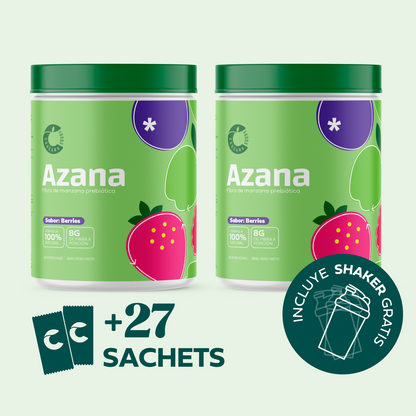 Pack x2 Azana - Fibra de Manzana + Shaker gratis + Caja de sachets