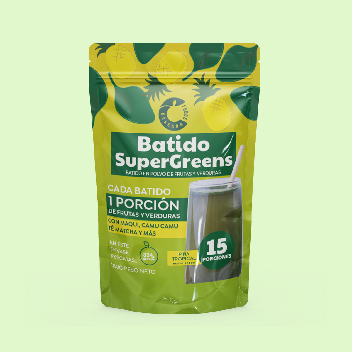 Batido SuperGreens Piña (180g) Cáscara Foods