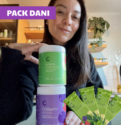 Pack Dani: 1 Azana Prebiotic + 1 Colágeno Antiox + 4 sachets de Supergreens Original