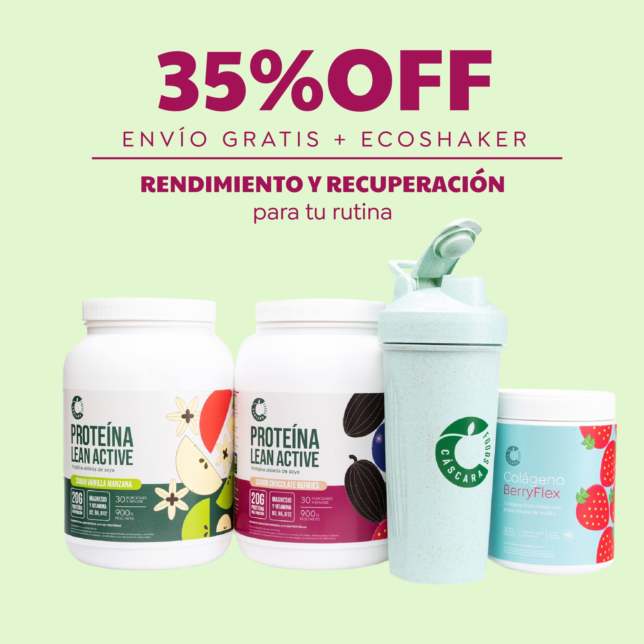 Pack Nutrición & Rendimiento: 2 Proteínas + Colágeno Berryflex + Ecoshaker + Envío Gratis